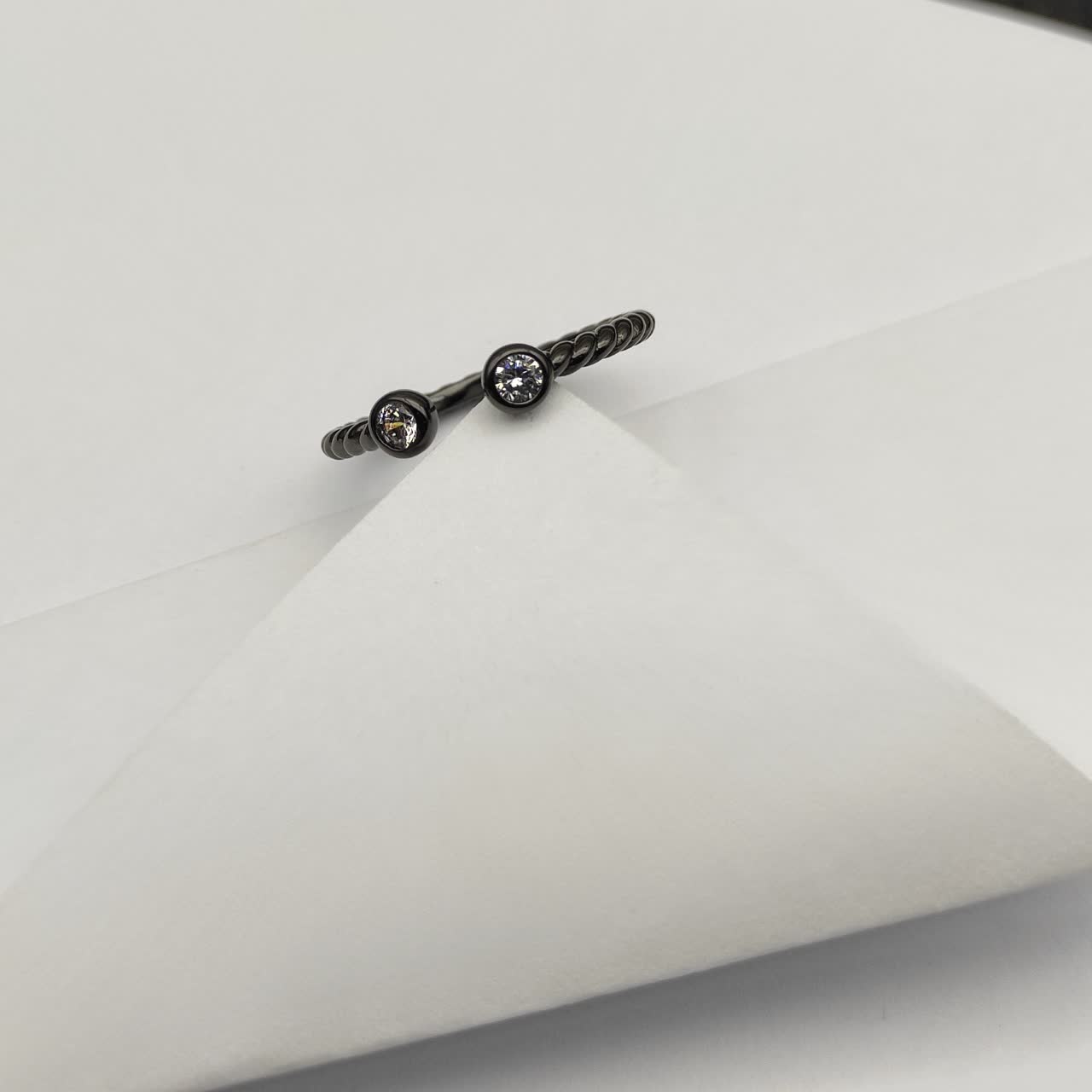 David Yurman Black Diamond Ring with Twisted Band